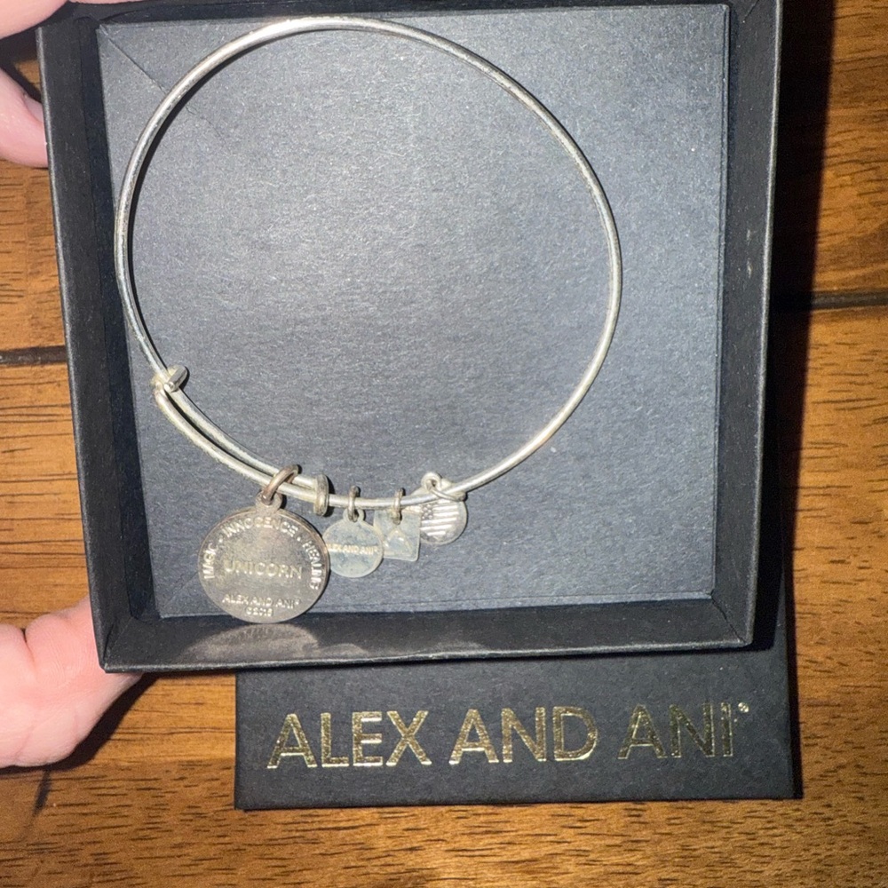 Alex & Ani Silver Bangle with Unicorn Charm - Picture 3 of 4